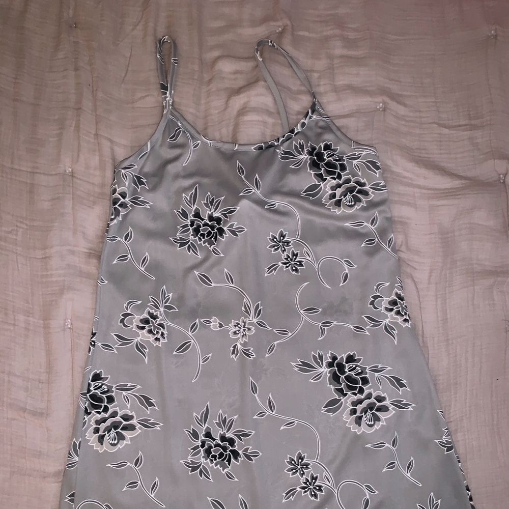 Gray Floral Dress (Silky)